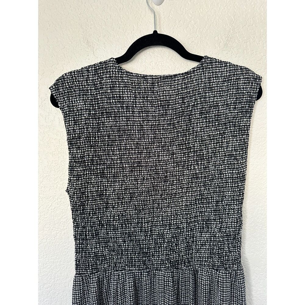 ZARA Smocked Gingham Black White Midi Dress NWT Size Large - Picture 5 of 8